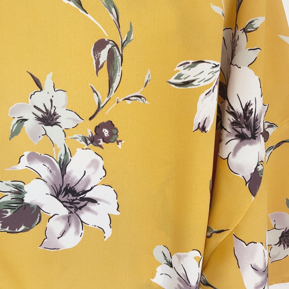 NEW Easel Floral Kimono Topper Gold Yellow Abstract Floral Print Women Sizes NWT - Picture 9 of 14